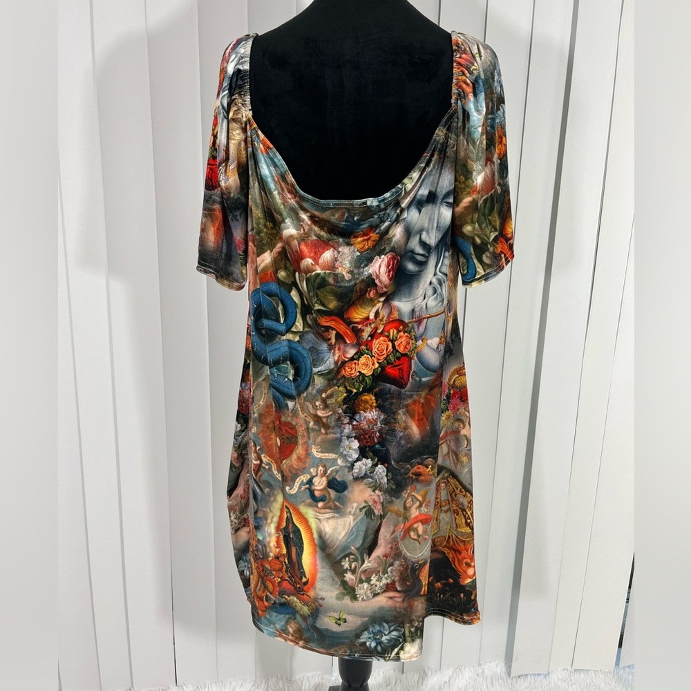 💔SOLD💔NGORDER New Girl Order Milk Maid Renaissance Print Velvet Bodycon Dress - Picture 4 of 12